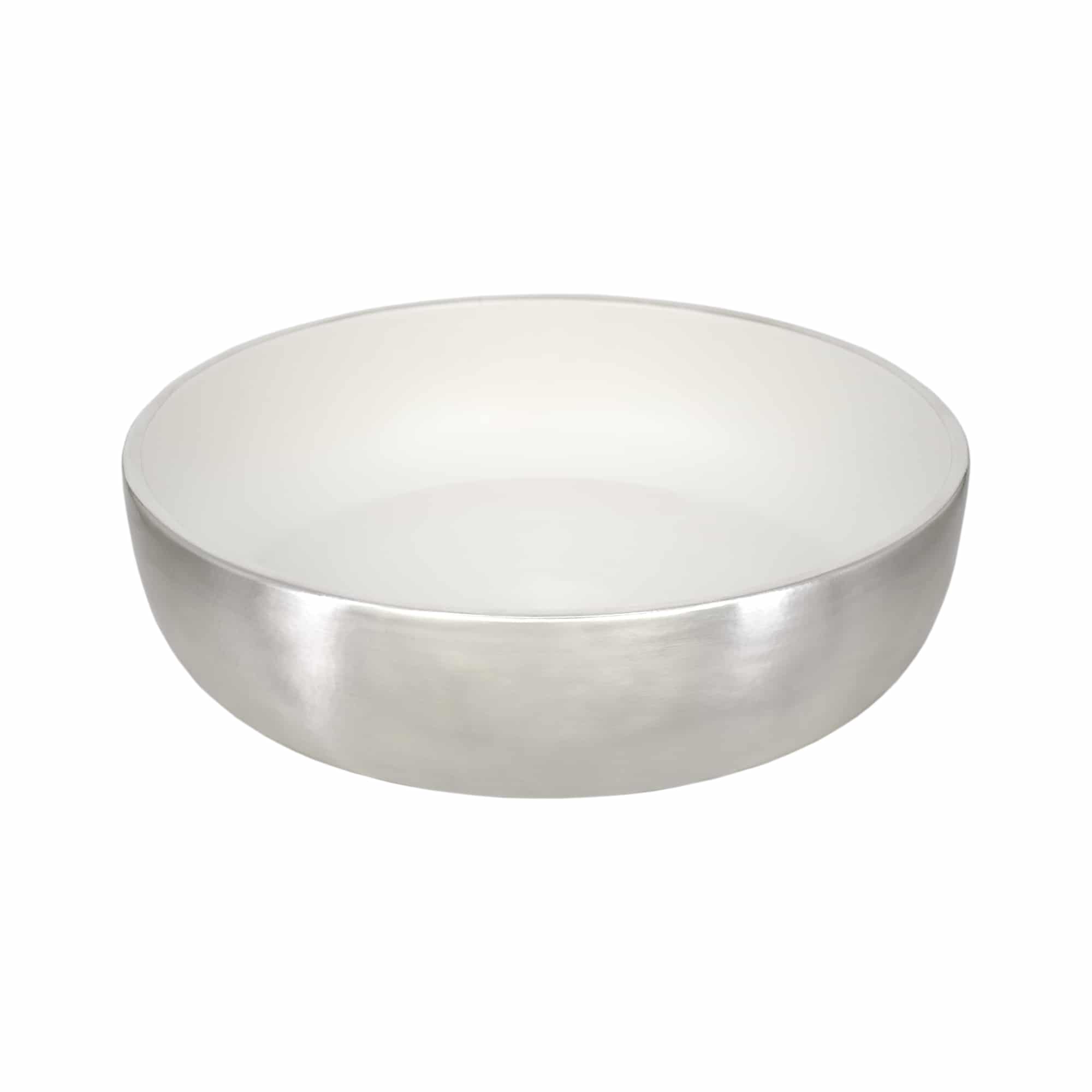 Native Trails Bliss 16" x 16" Round Vessel Fireclay Bathroom Sink, Silver/White, PML1616-SW