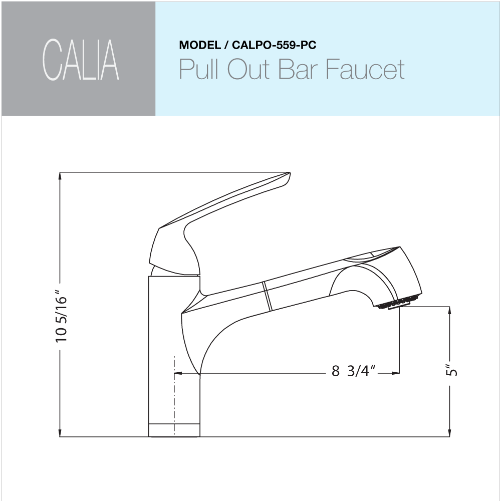 Alternate Image for Houzer Calia Pull Out Bar Faucet with CeraDox Technology Polished Chrome, CALPO-559-PC