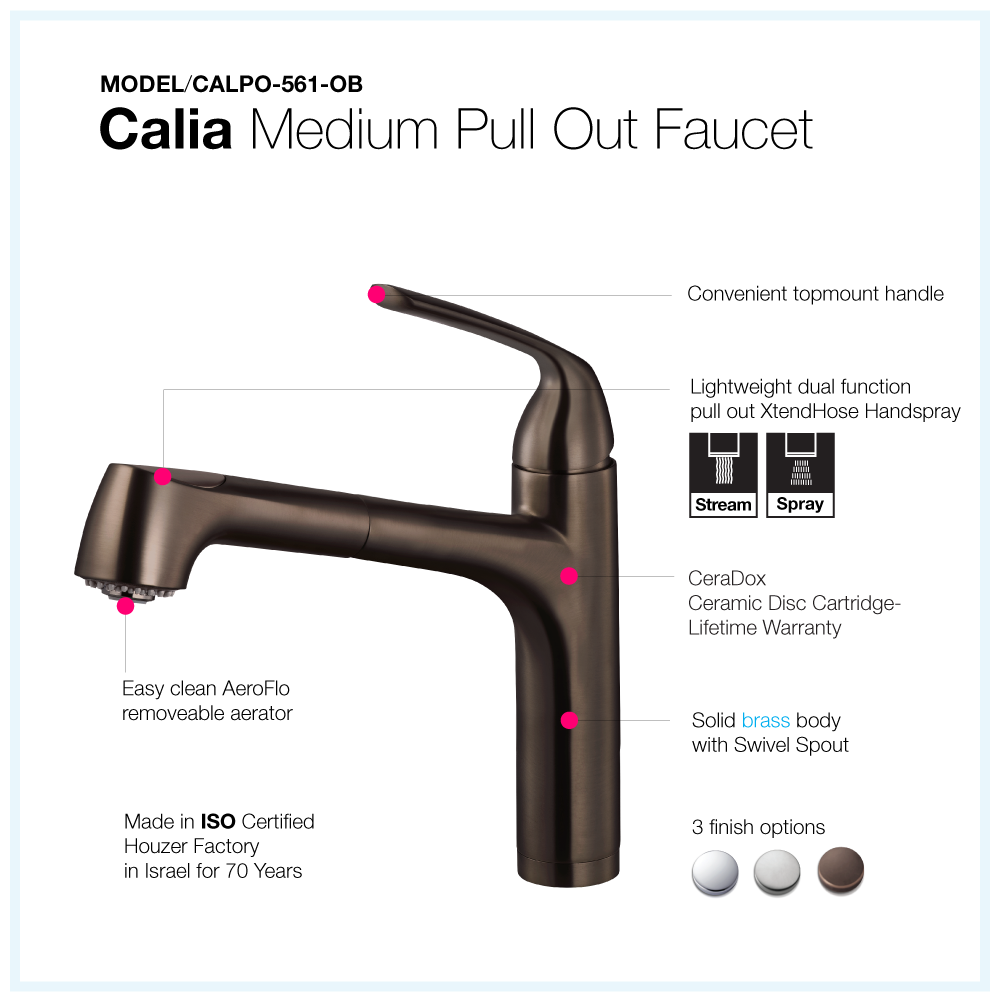 Alternate Image for Houzer Calia Pull Out Kitchen Faucet Oil Rubbed Bronze, CALPO-561-OB