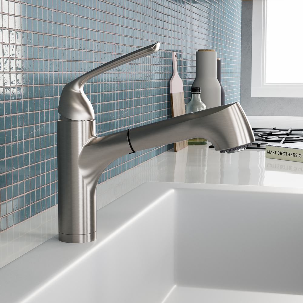Houzer Calia Pull Out Kitchen Faucet with CeraDox Technology Polished Chrome, CALPO-561-PC - The Sink Boutique
