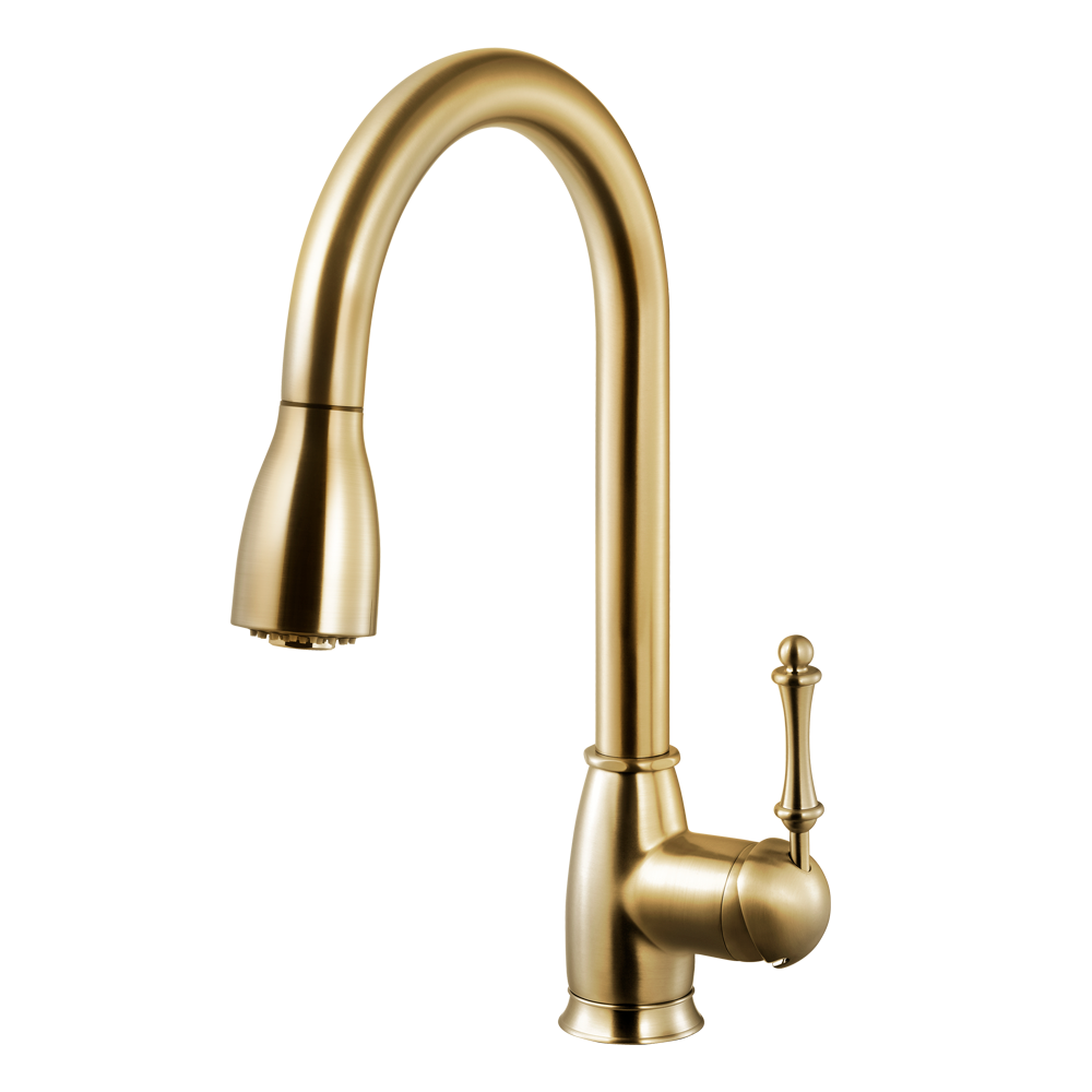 Houzer Camden Pull Down Kitchen Faucet Brushed Brass, CAMPD-368-BB