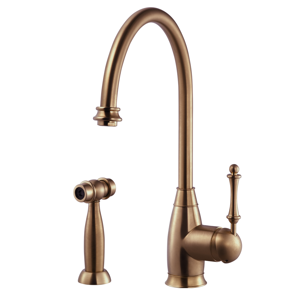 Alternate Image for Houzer Charlotte Solid Brass Kitchen Faucet with Sidespray Antique Copper, CHASS-682-AC