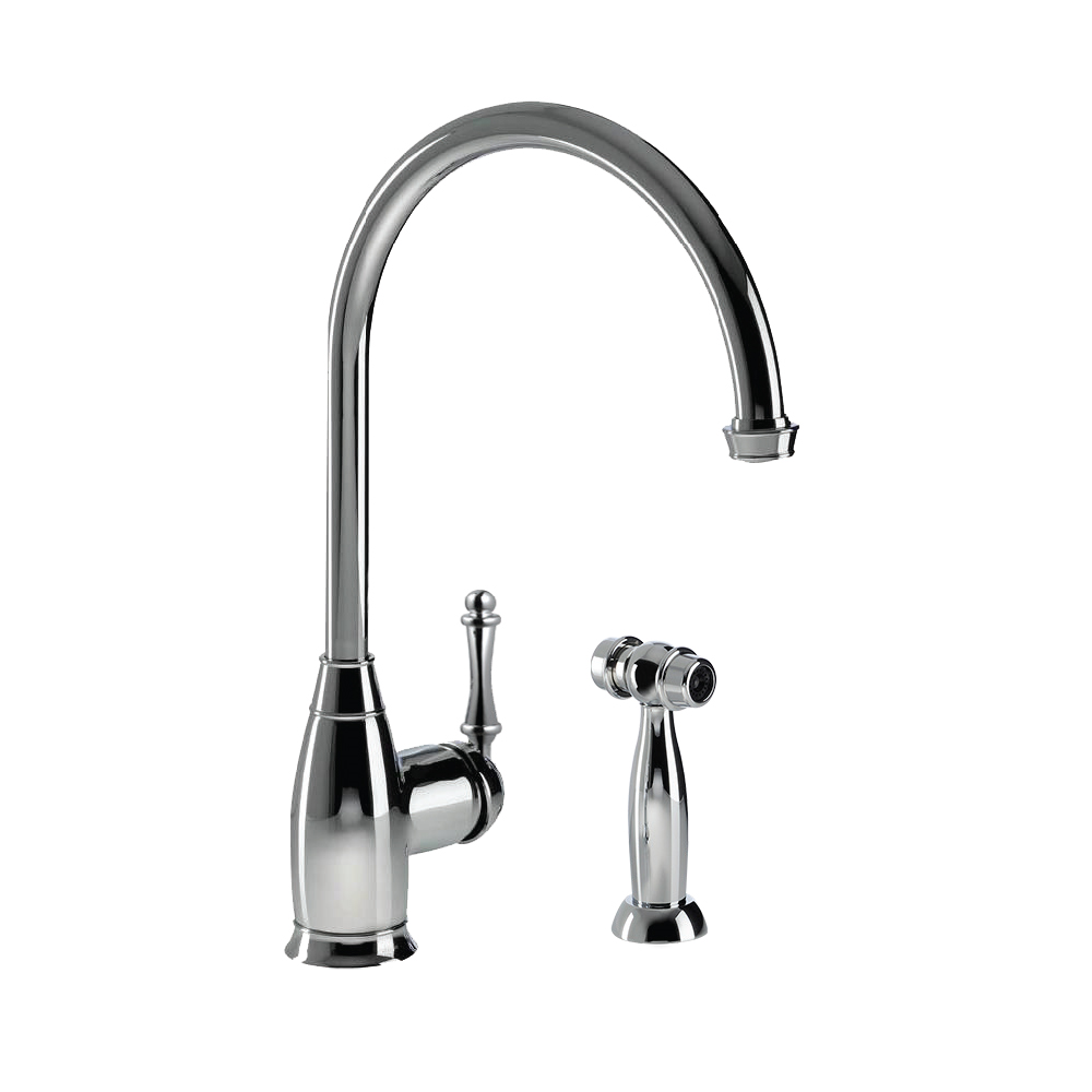 Alternate Image for Houzer Charlotte Traditional Solid Brass Kitchen Faucet with Sidespray Polished Chrome, CHASS-682-PC
