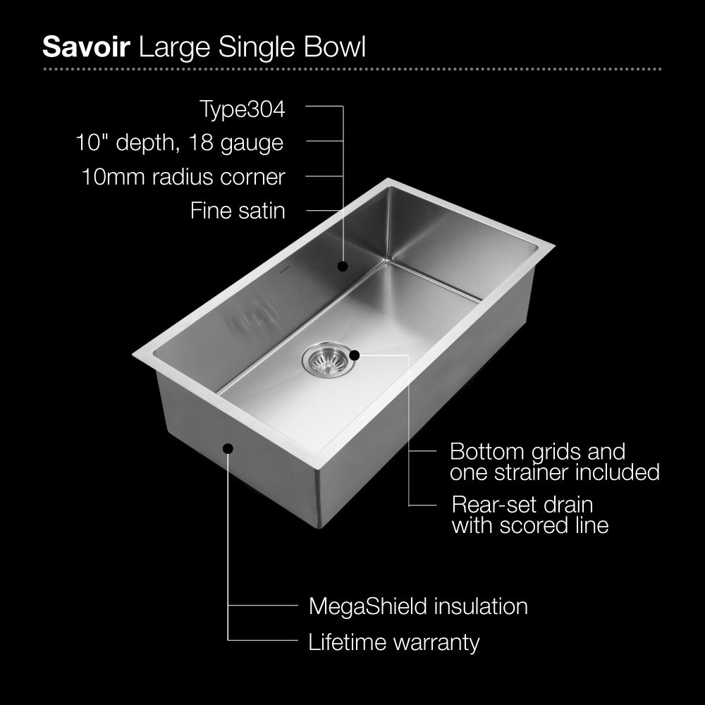 Alternate Image for Houzer Savior 18" Undermount Stainless Steel Kitchen Sink, 18 Gauge, CNG-3200