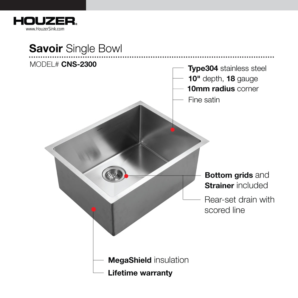 Alternate Image for Houzer Savior 18" Undermount Plastic Kitchen Sink, CNS-2300