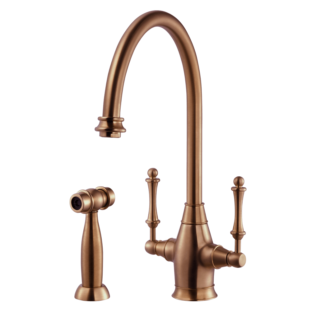 Alternate Image for Houzer Charleston Two Handle Kitchen Faucet with Sidespray Antique Copper, CRLSS-650-AC