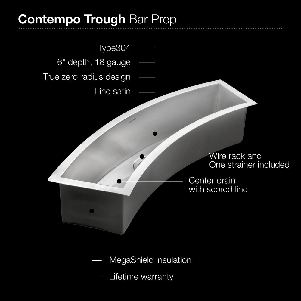 Alternate Image for Houzer 33" Stainless Steel Undermount Bar/Prep Sink, Curved, CTC-3312