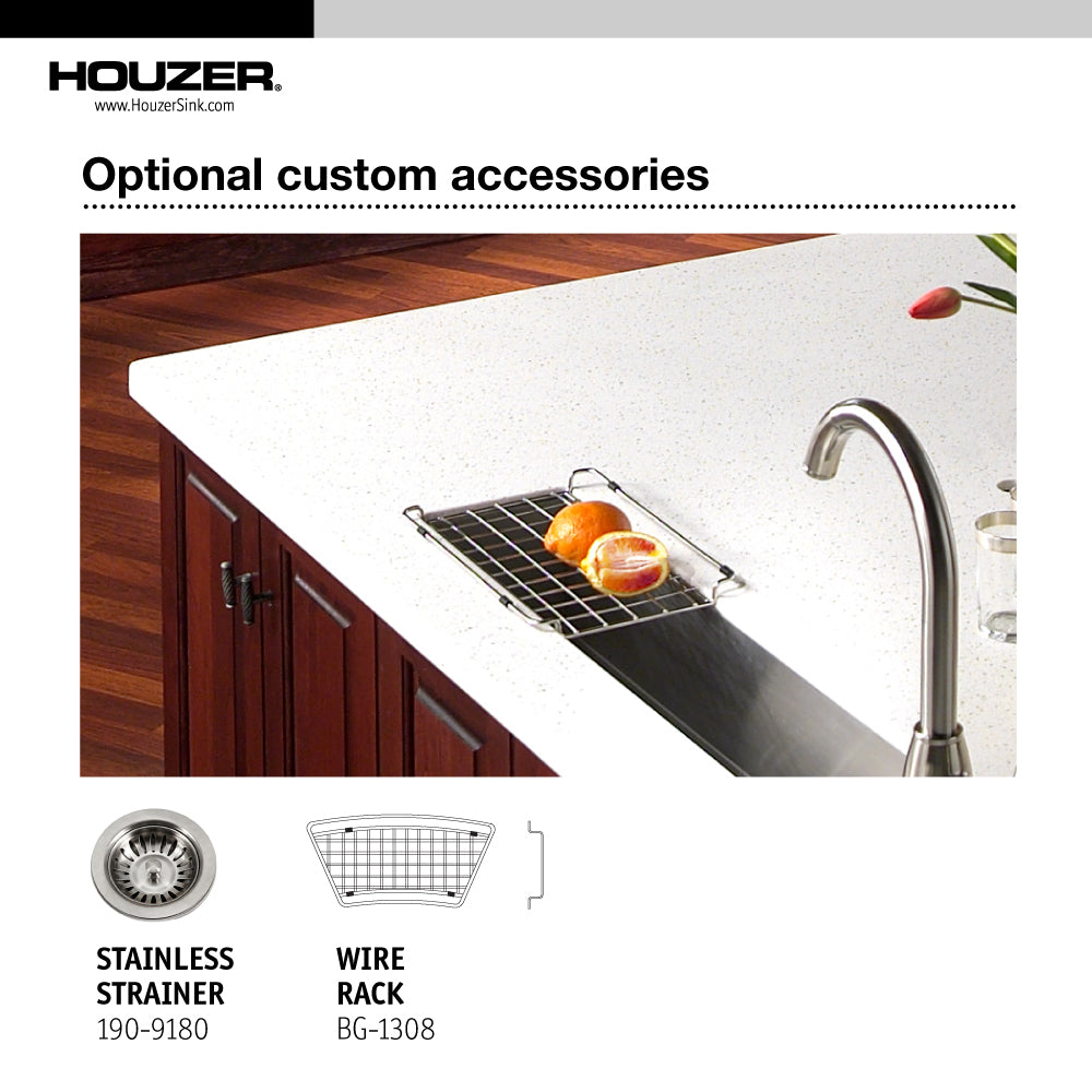 Alternate Image for Houzer 33" Stainless Steel Undermount Bar/Prep Sink, Curved, CTC-3312