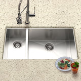 Houzer 33" Stainless Steel Undermount 70/30 Double Bowl Kitchen Sink, CTO-3370SL - The Sink Boutique