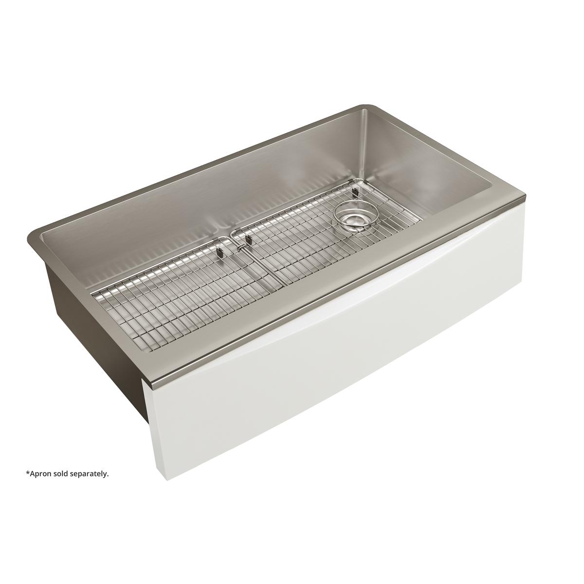 Alternate Image for Elkay Crosstown 36" Stainless Steel Farmhouse Kitchen Sink for Interchangeable Apron, 16 Gauge, Polished Satin, CTXF134179RC