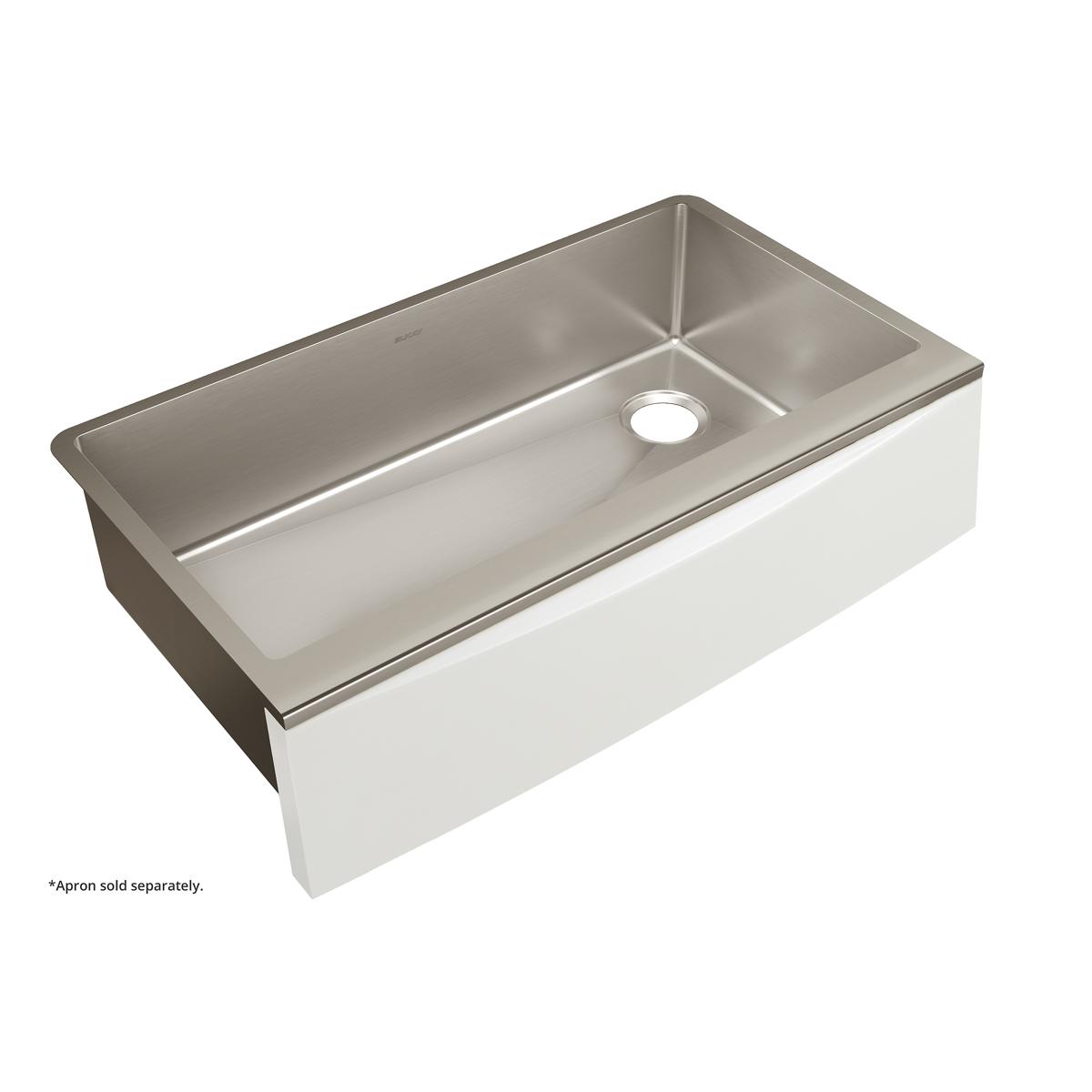 Alternate Image for Elkay Crosstown 36" Stainless Steel Farmhouse Kitchen Sink for Interchangeable Apron, 16 Gauge, Polished Satin, CTXF134179R