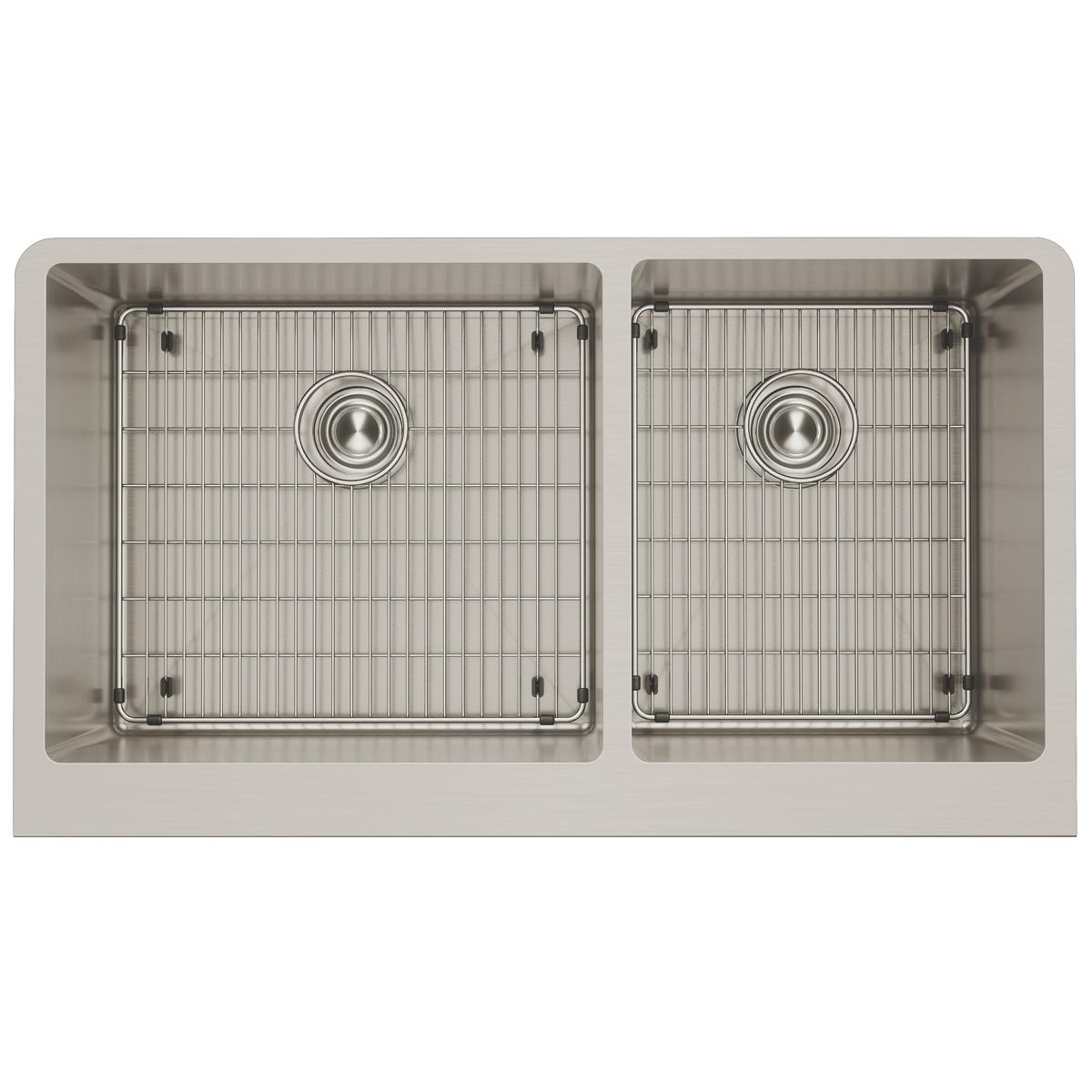 Elkay Crosstown 36" Stainless Steel Farmhouse Kitchen Sink for Interchangeable Apron, 55/65 Double Bowl, 16 Gauge, Polished Satin, CTXF234179C