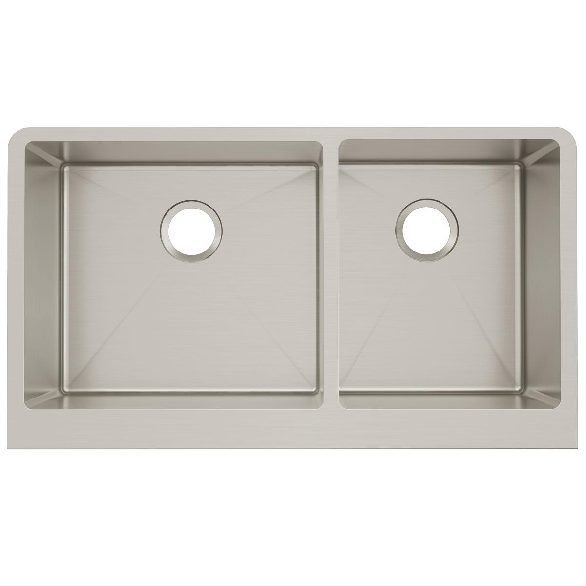 Elkay Crosstown 36" Stainless Steel Farmhouse Kitchen Sink for Interchangeable Apron, 55/65 Double Bowl, 16 Gauge, Polished Satin, CTXF234179