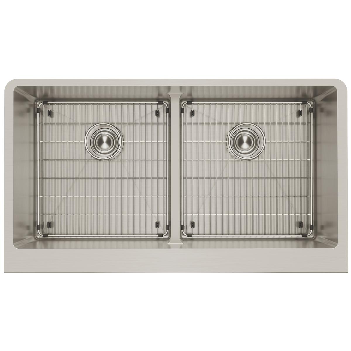 Elkay Crosstown 36" Stainless Steel Farmhouse Kitchen Sink for Interchangeable Apron, 50/50 Double Bowl, 16 Gauge, Polished Satin, CTXFA34179C
