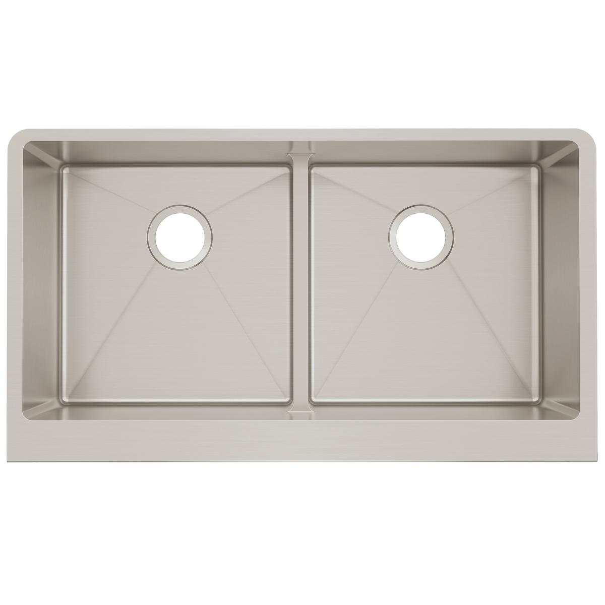 Elkay Crosstown 36" Stainless Steel Farmhouse Kitchen Sink for Interchangeable Apron, 50/50 Double Bowl, 16 Gauge, Polished Satin, CTXFA34179