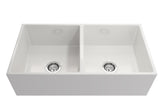 Crestwood 36" Fireclay Farmhouse Sink 50/50 Double Bowl, White, CW-MOD-362-DBL-WHITE - The Sink Boutique