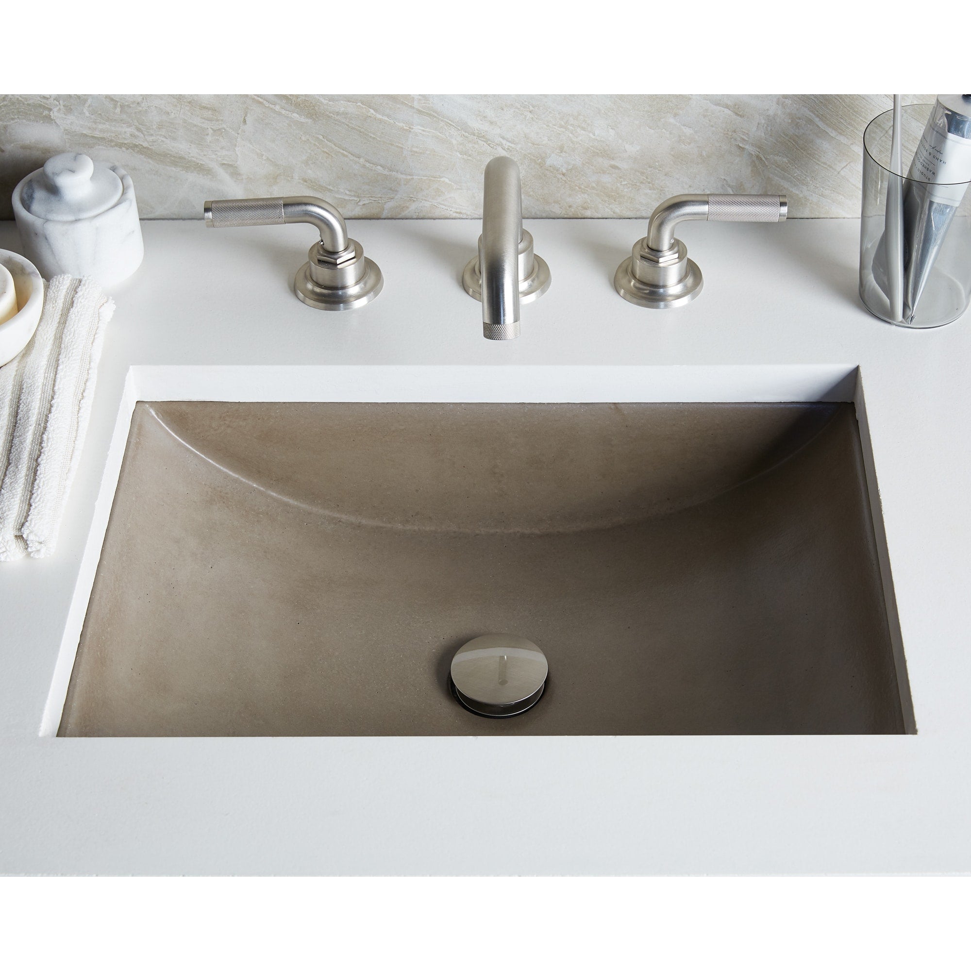 Native Trails Cabrillo 21" Rectangle NativeStone Concrete Bathroom Sink, Earth, NSL2014-E