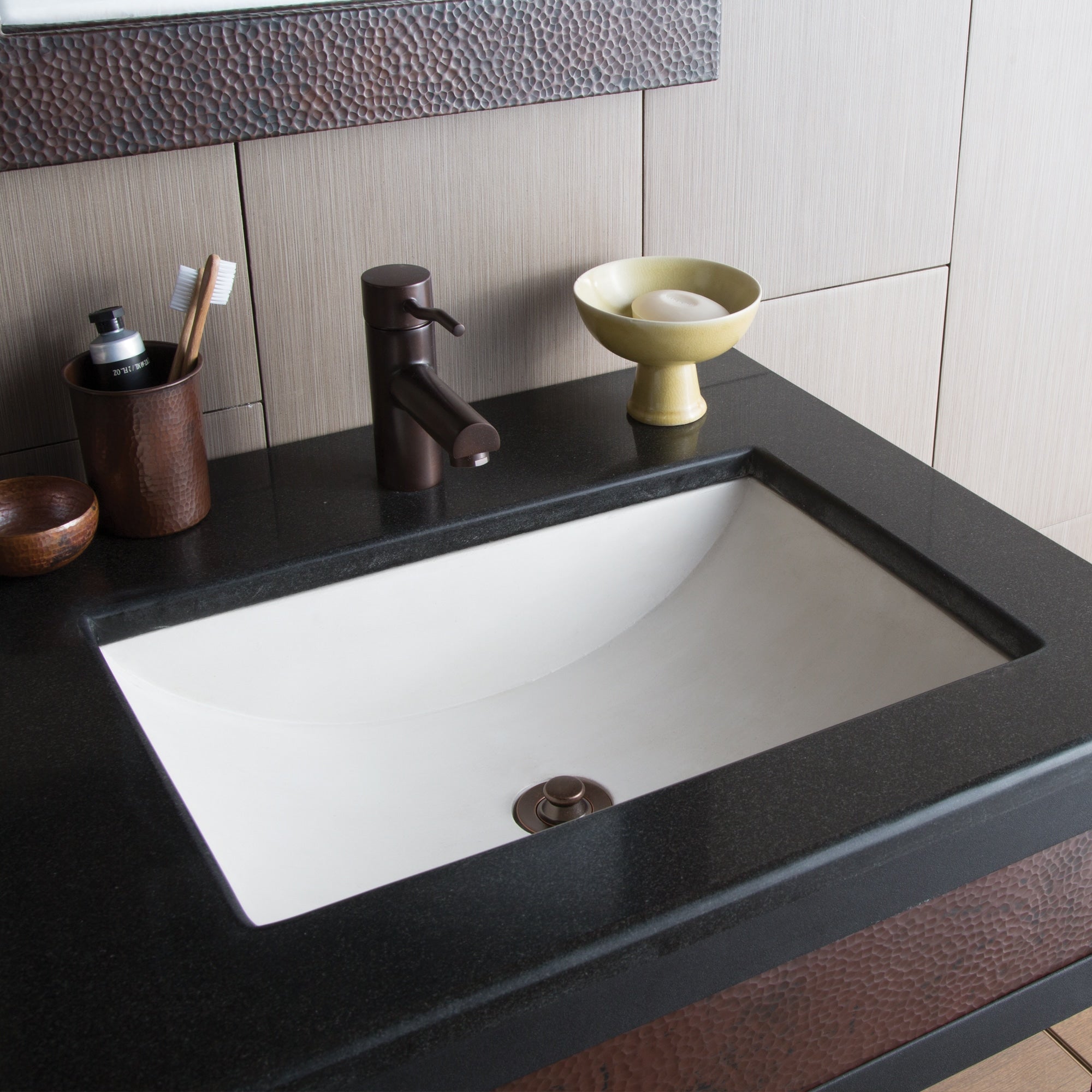 Native Trails Cabrillo 21" Rectangle NativeStone Concrete Bathroom Sink, Pearl, NSL2014-P