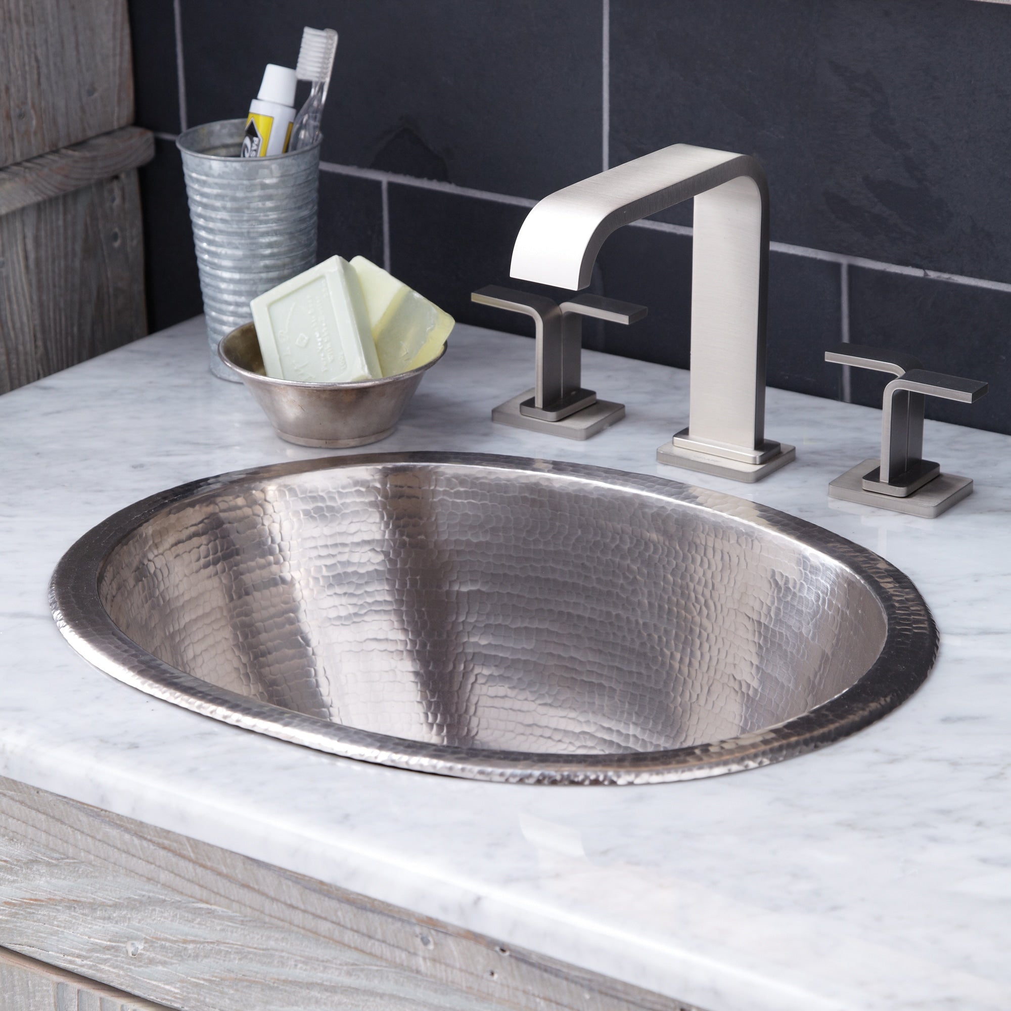 Native Trails Cameo 17" Oval Nickel Bathroom Sink, Brushed Nickel, CPS548