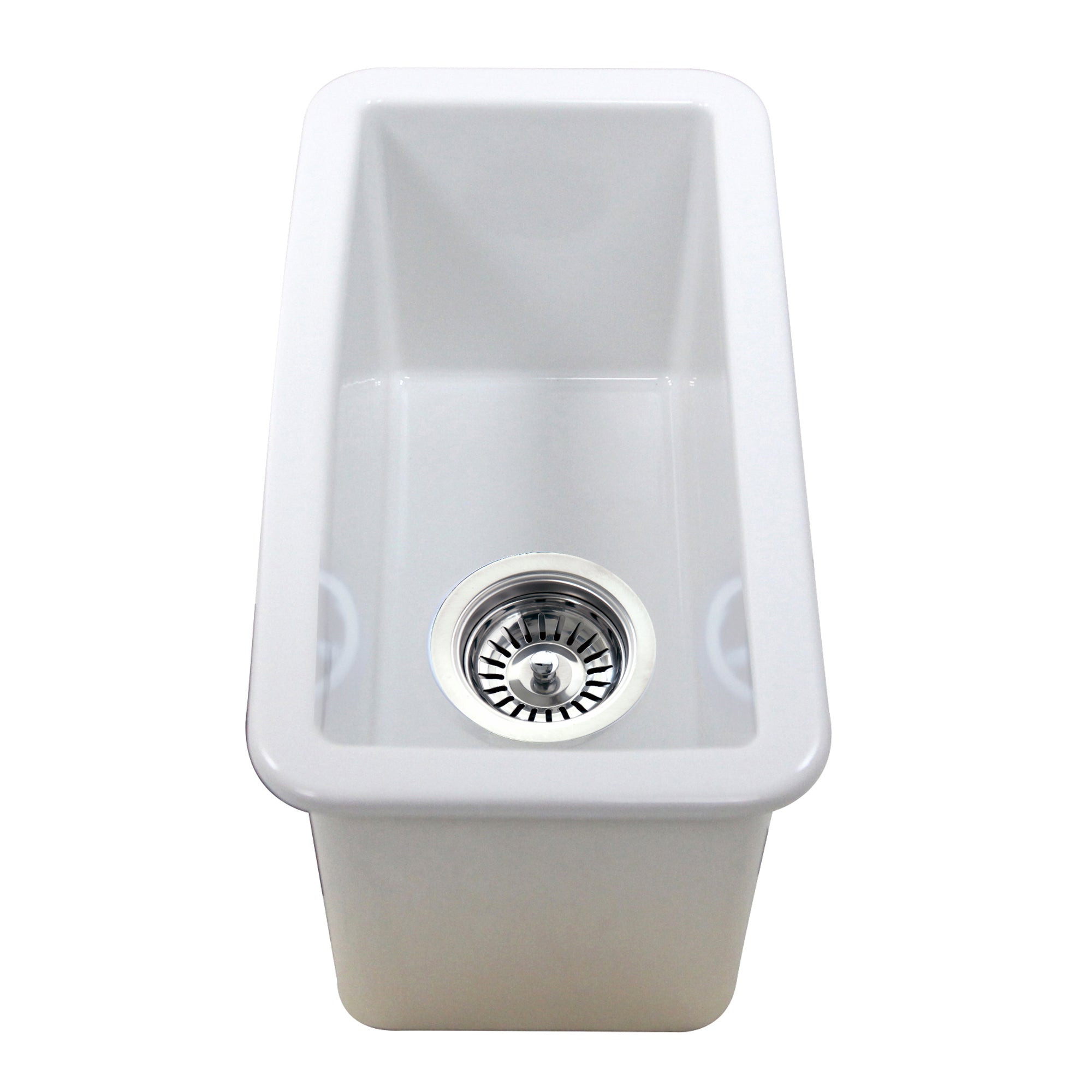 Nantucket Sinks Cape 9" Rectangle Fireclay Bar/Kitchen Sink with Accessories, White, CAPE189