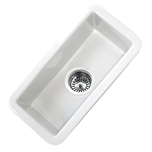 Nantucket Sinks Cape 9" Rectangle Fireclay Bar/Kitchen Sink with Acces
