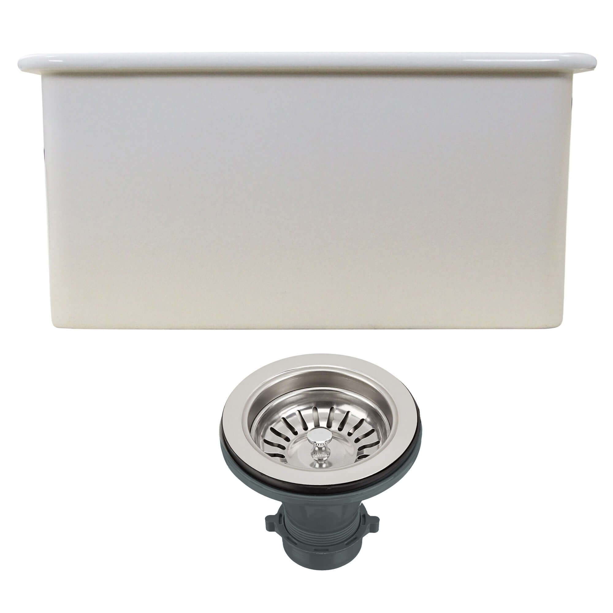 Alternate Image for Nantucket Sinks Cape 9" Rectangle Fireclay Bar/Kitchen Sink with Accessories, White, CAPE189