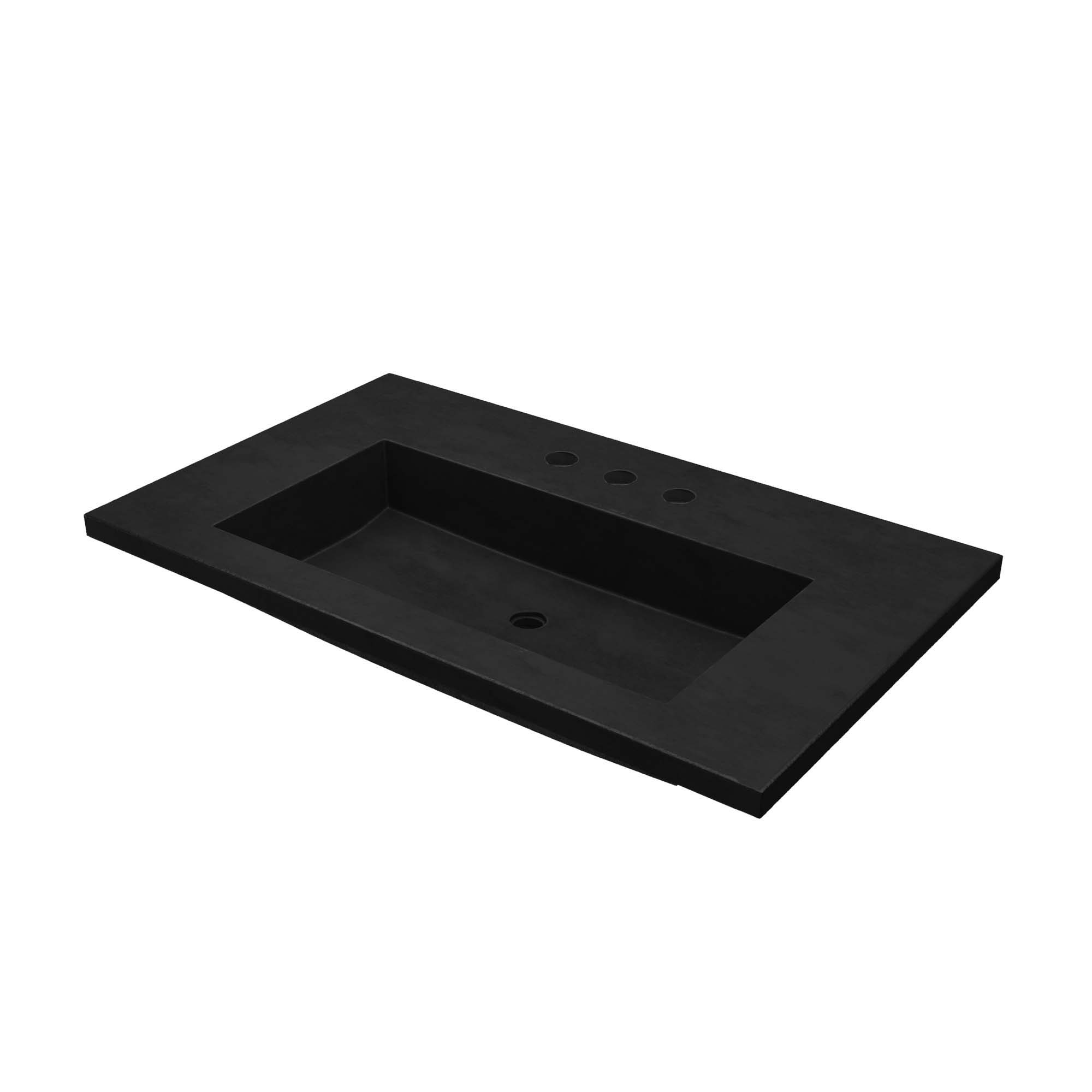 Native Trails 36" Capistrano ADA Vanity Top with Integral Trough Sink in Charcoal, 8" Widespread Faucet Cutout, NSVT36-C