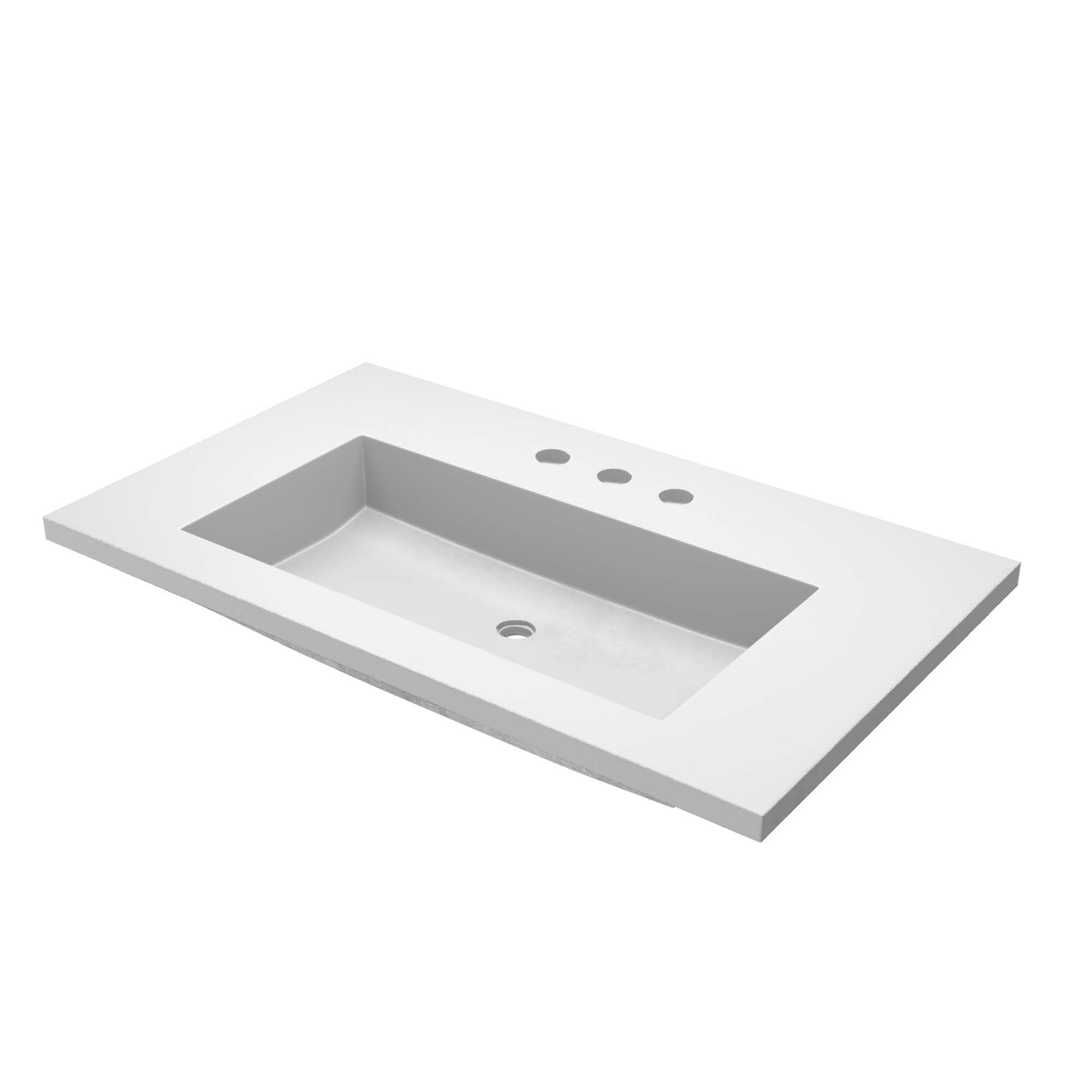 Native Trails 36" Capistrano ADA Vanity Top with Integral Trough Sink in Pearl, 8" Widespread Faucet Cutout, NSVT36-P