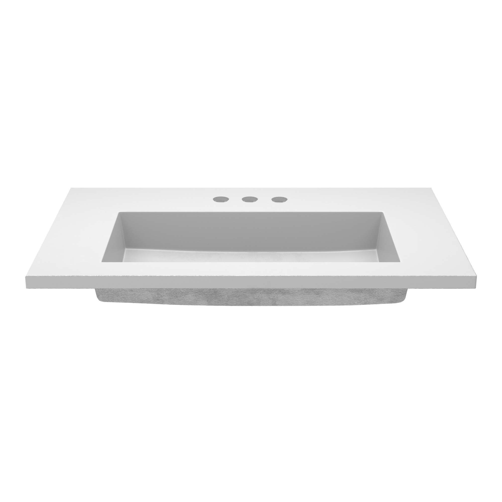 Native Trails 36" Capistrano ADA Vanity Top with Integral Trough Sink in Pearl, 8" Widespread Faucet Cutout, NSVT36-P