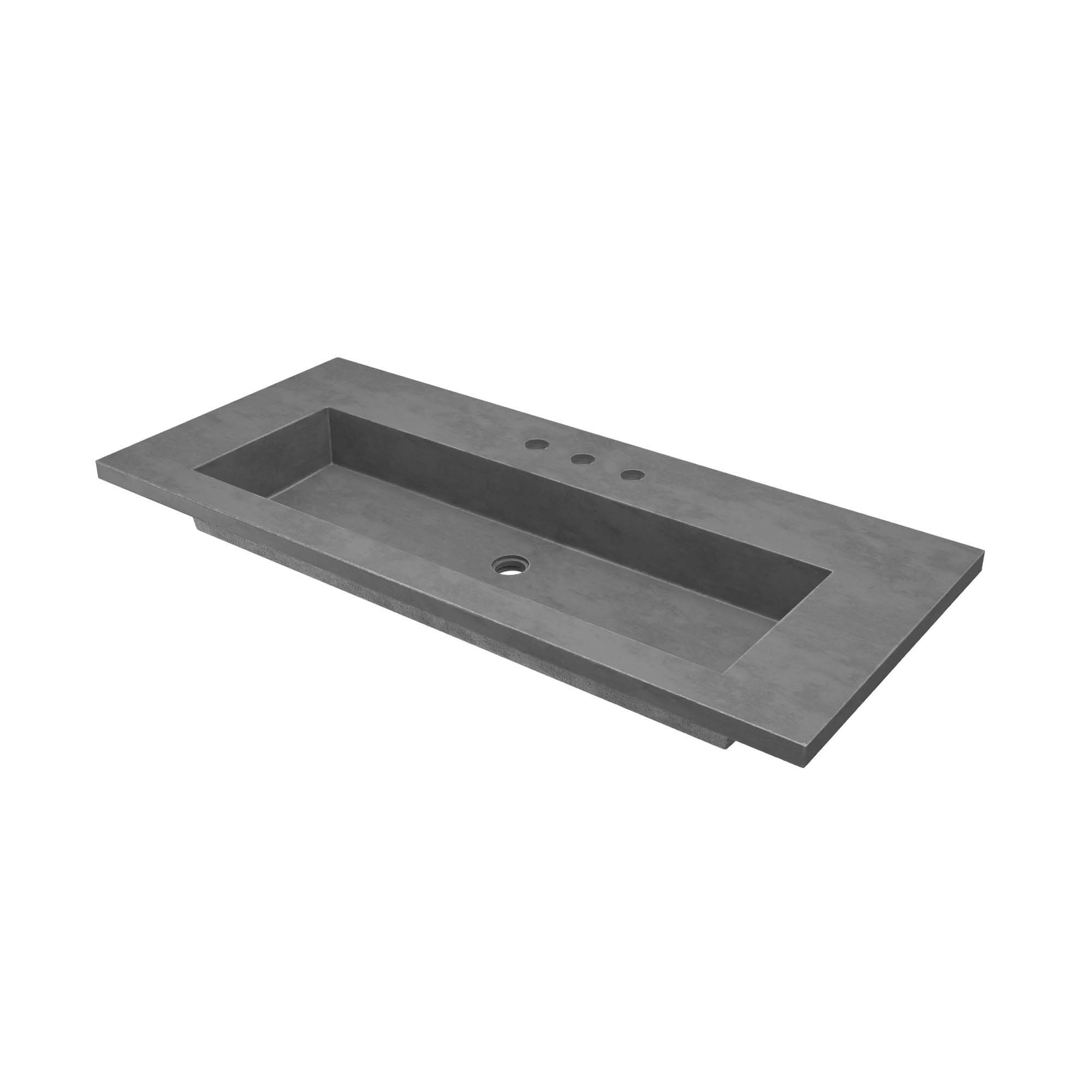 Native Trails 48" Capistrano ADA Vanity Top with Integral Trough Sink in Slate, 8" Widespread Faucet Cutout, NSVT48-S