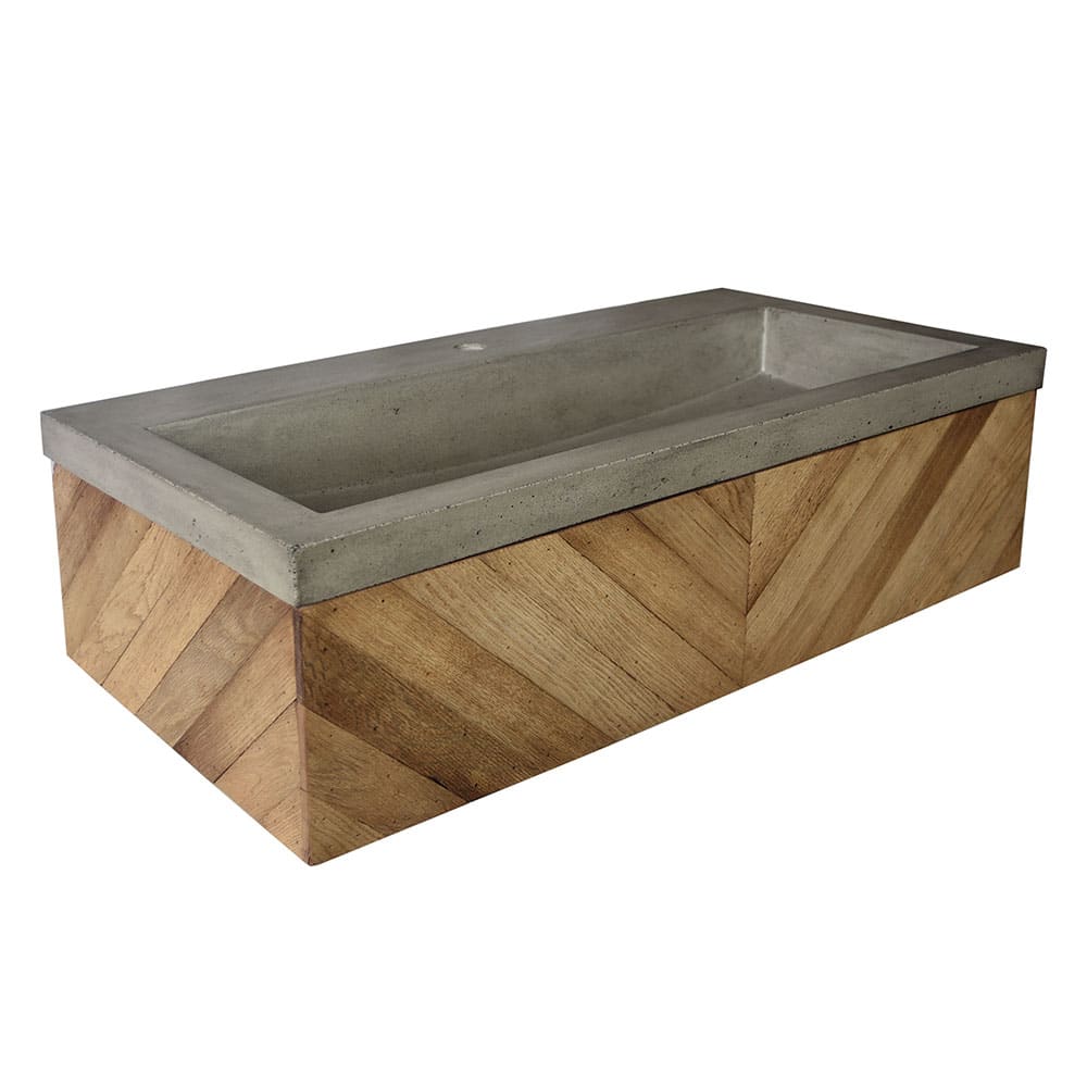 Native Trails 36" Chardonnay Floating Vanity with NativeStone Trough in Ash, VNW191-NSL3619-A