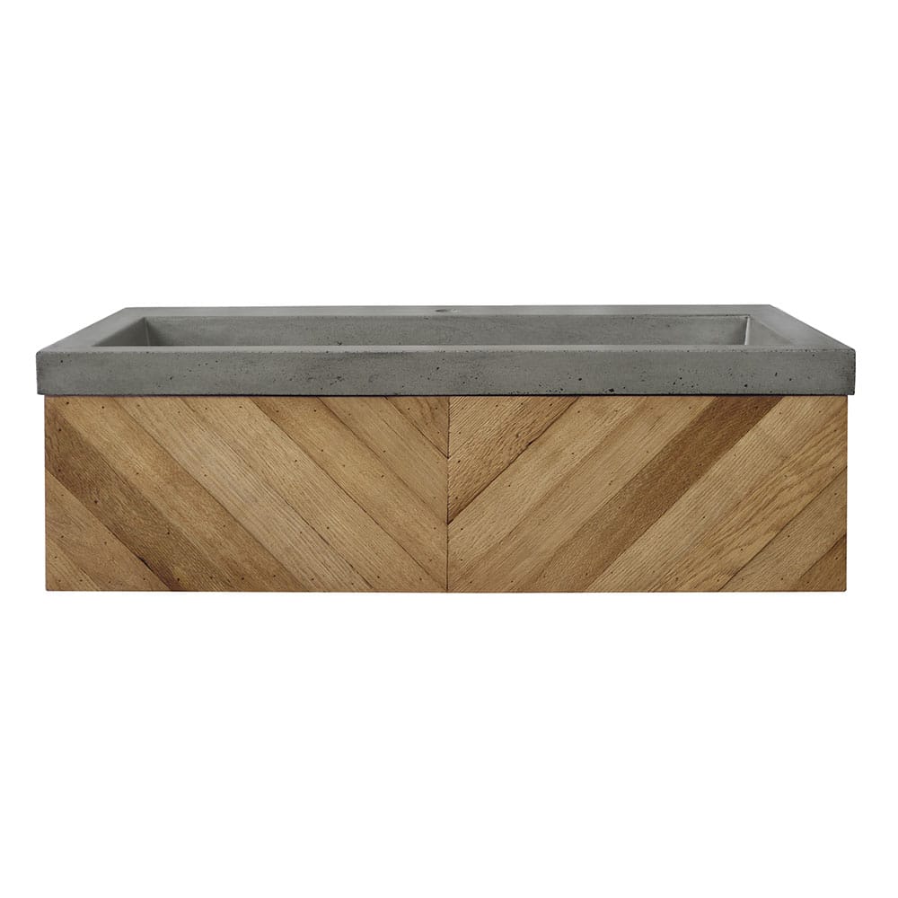 Native Trails 36" Chardonnay Floating Vanity with NativeStone Trough in Ash, VNW191-NSL3619-A