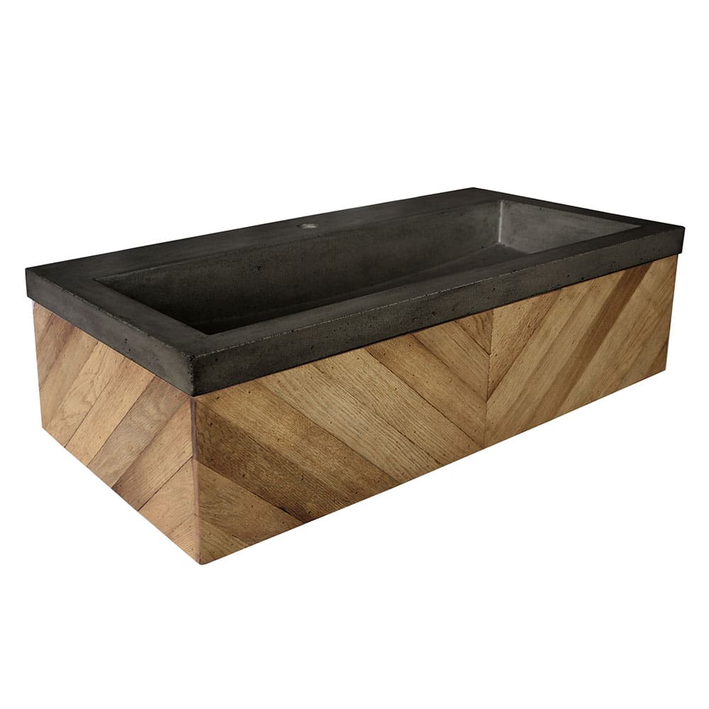 Native Trails 36" Chardonnay Floating Vanity with NativeStone Trough in Slate, VNW191-NSL3619-S