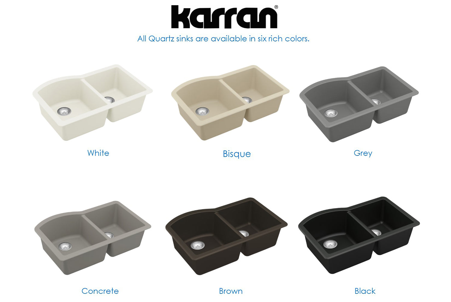 Alternate Image for Karran 32" Undermount Quartz Composite Kitchen Sink, 60/40 Double Bowl, Grey, QU-610-GR