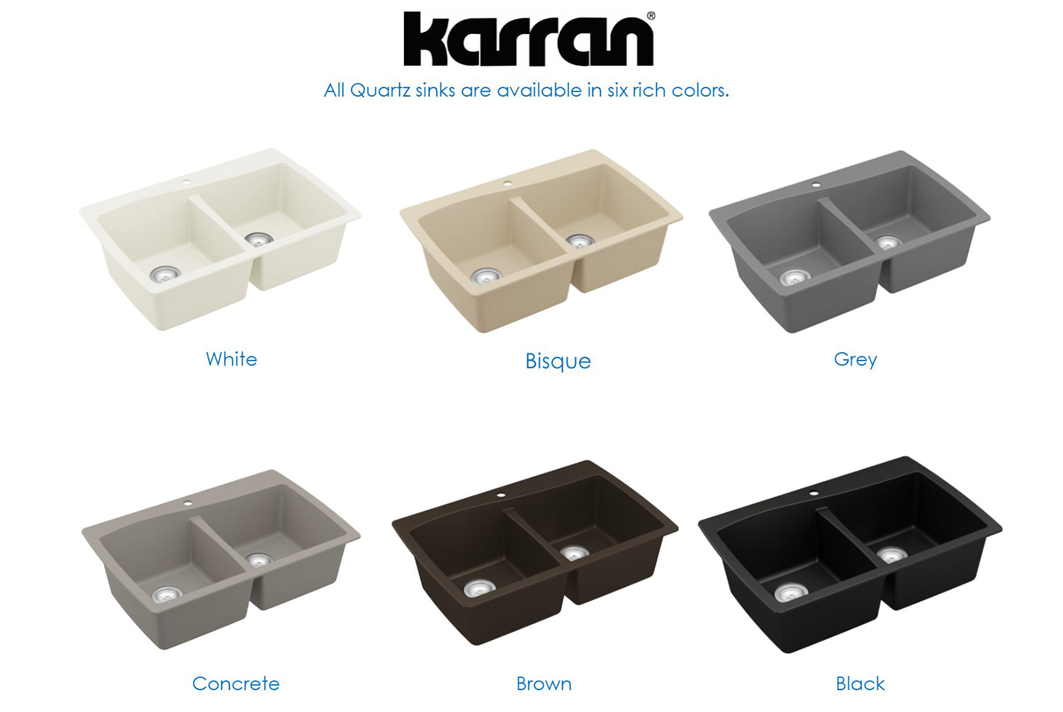 Alternate Image for Karran 34" Drop In/Topmount Quartz Composite Kitchen Sink, 50/50 Double Bowl, Black, QT-720-BL