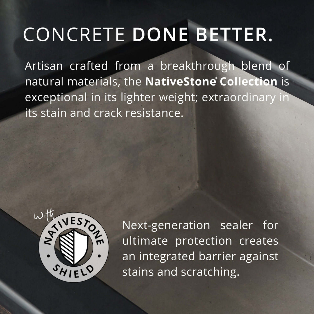 Alternate Image for Native Trails Trough 48" Rectangle NativeStone Concrete Bathroom Sink, No Faucet Hole, Slate, NSL4819-SX