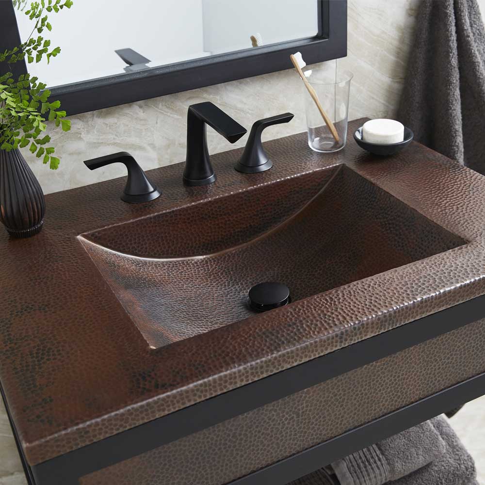 Native Trails 30" Cozumel Vanity Top with Integral Bathroom Sink in Antique Copper, VNT3022