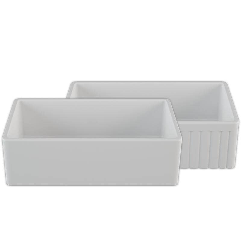 Alternate Image for Crestwood 30" White Fireclay Farmhouse Sink, Smooth/Fluted Front, CW-7130-W