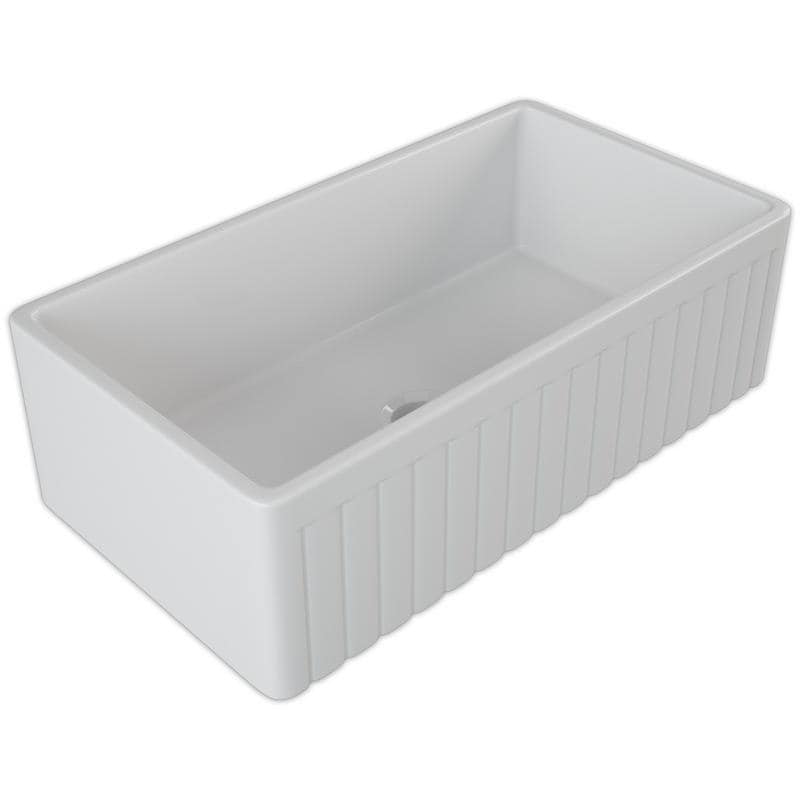 Alternate Image for Crestwood 30" White Fireclay Farmhouse Sink, Smooth/Fluted Front, CW-7130-W