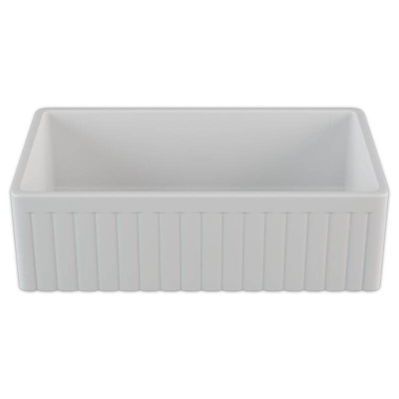 Alternate Image for Crestwood 30" White Fireclay Farmhouse Sink, Smooth/Fluted Front, CW-7130-W