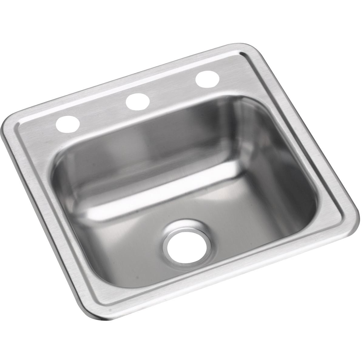 Alternate Image for Elkay Dayton 15" Stainless Steel Bar Sink, Satin, 3 Faucet Holes, D115153
