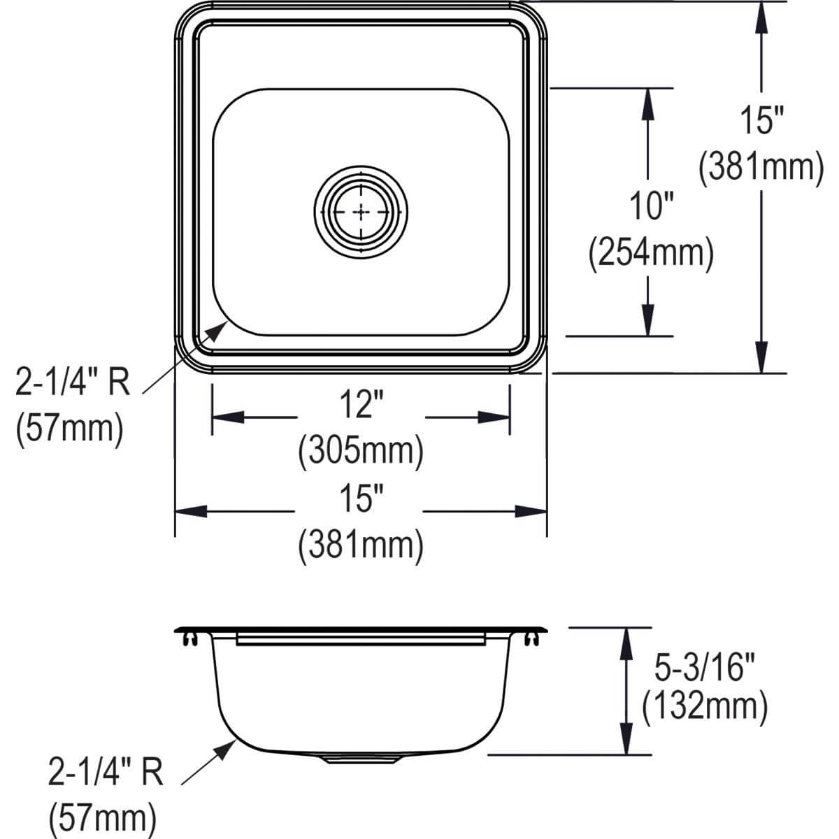 Alternate Image for Elkay Dayton 15" Stainless Steel Bar Sink, Satin, 1 Faucet Hole, D115151