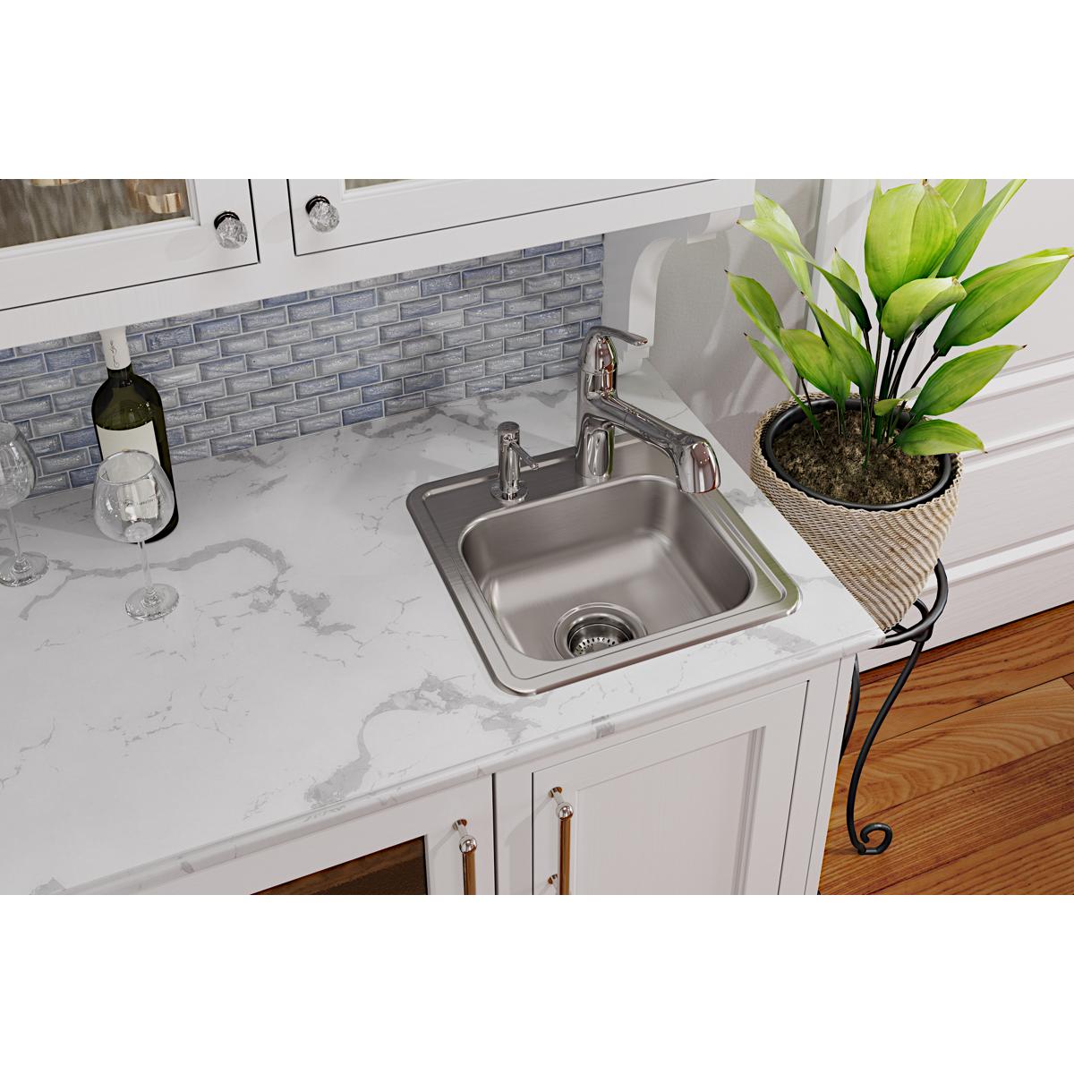 Elkay Dayton 15" Stainless Steel Bar Sink, Satin, D115163 - The Sink Boutique