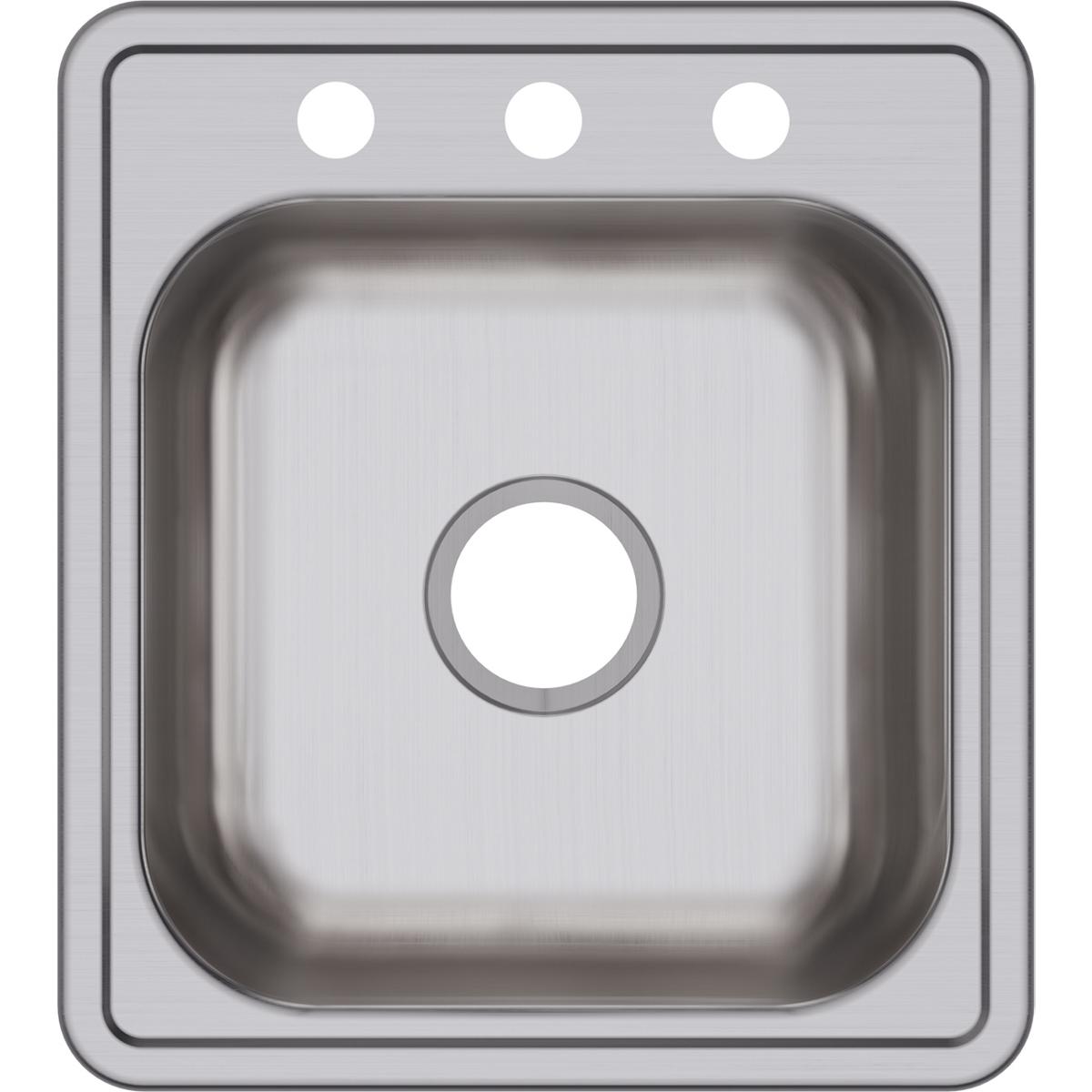 Alternate Image for Elkay Dayton 17" Drop In/Topmount Stainless Steel Bar Sink, Single Bowl, Satin, 3 Faucet Hole, D117193