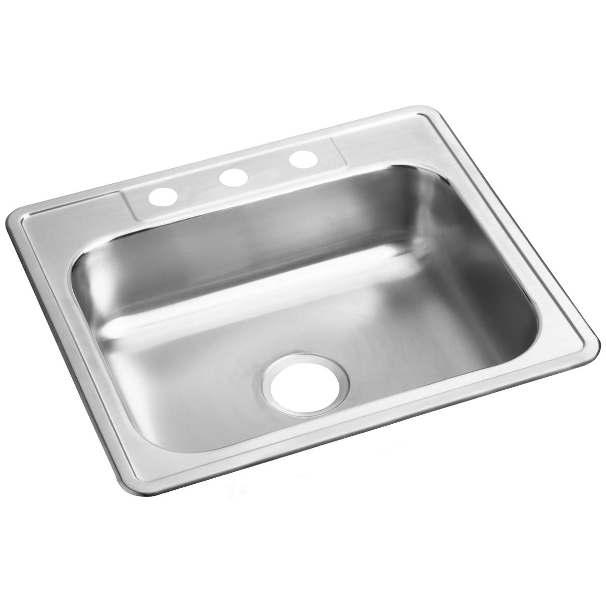 Alternate Image for Elkay Dayton 25" Stainless Steel Kitchen Sink, Satin, 3 Faucet Hole, D125223