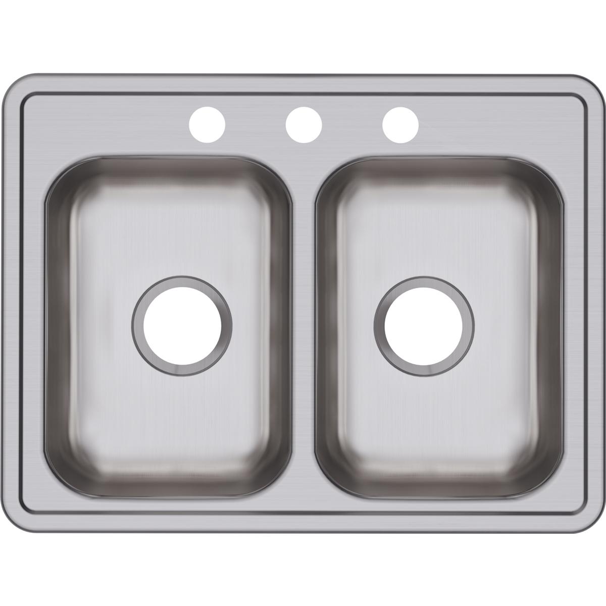 Elkay Dayton 25" Stainless Steel Kitchen Sink, 50/50 Double Bowl, Satin, D225193