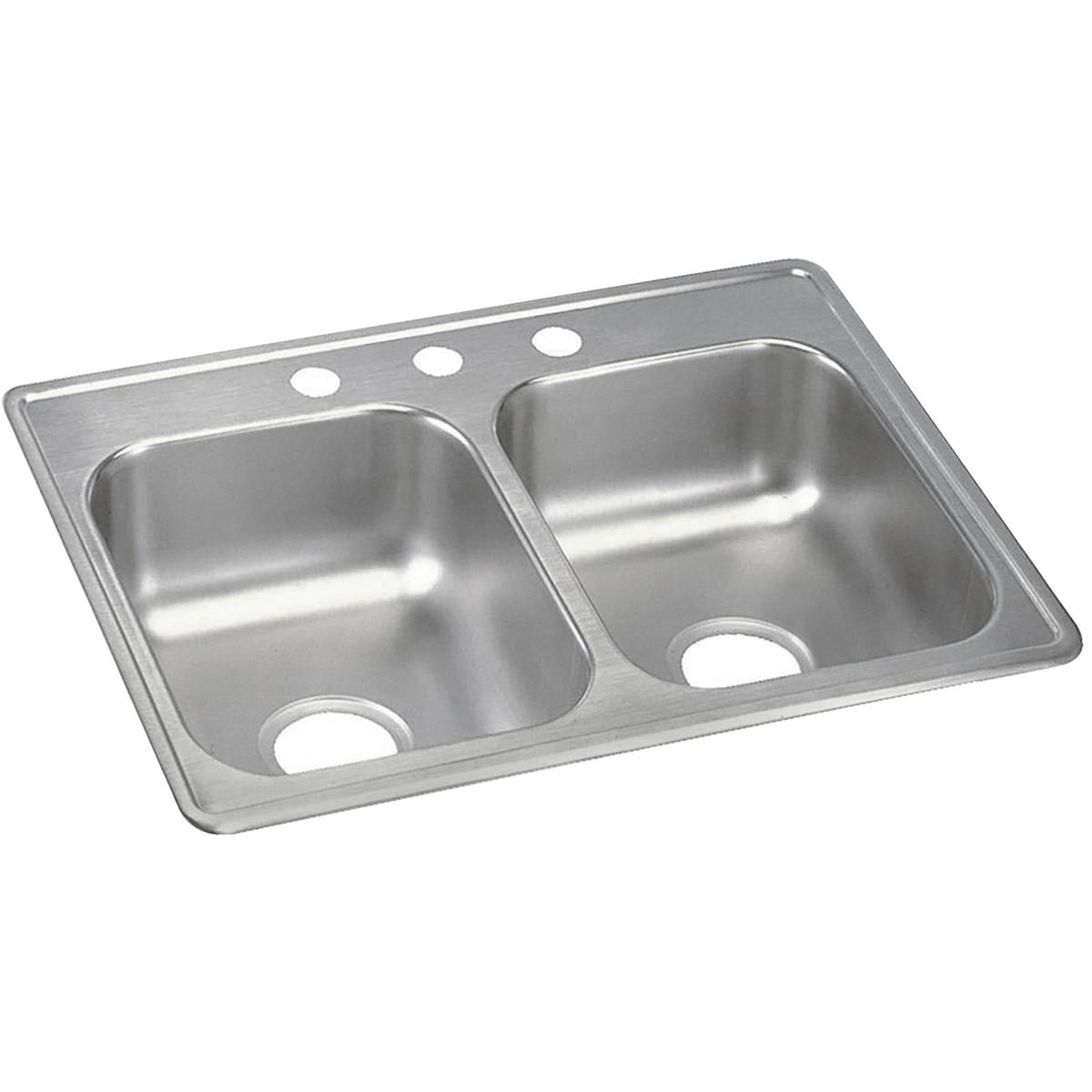 Alternate Image for Elkay Dayton 25" Stainless Steel Kitchen Sink, 50/50 Double Bowl, Satin, 3 Faucet Hole, D225193