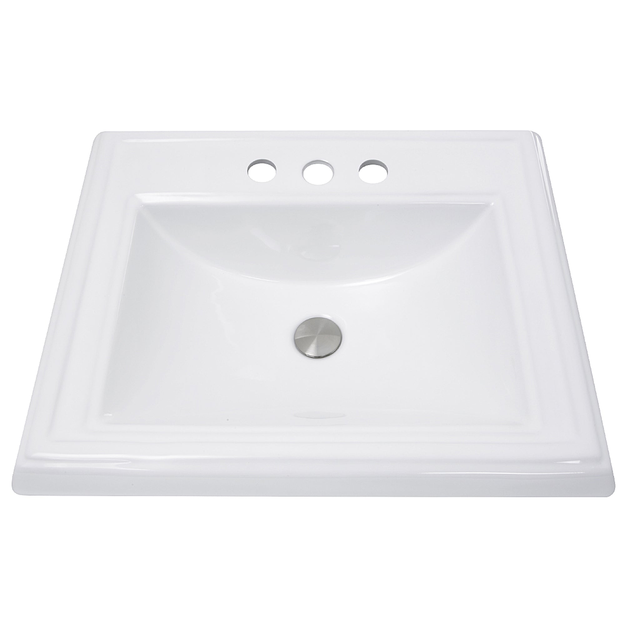 Nantucket Sinks Great Point 23" x 18.25" x 8.75" Rectangular Drop In/Topmount Ceramic - Vitreous China Bathroom Sink, White, DI-2418-R4
