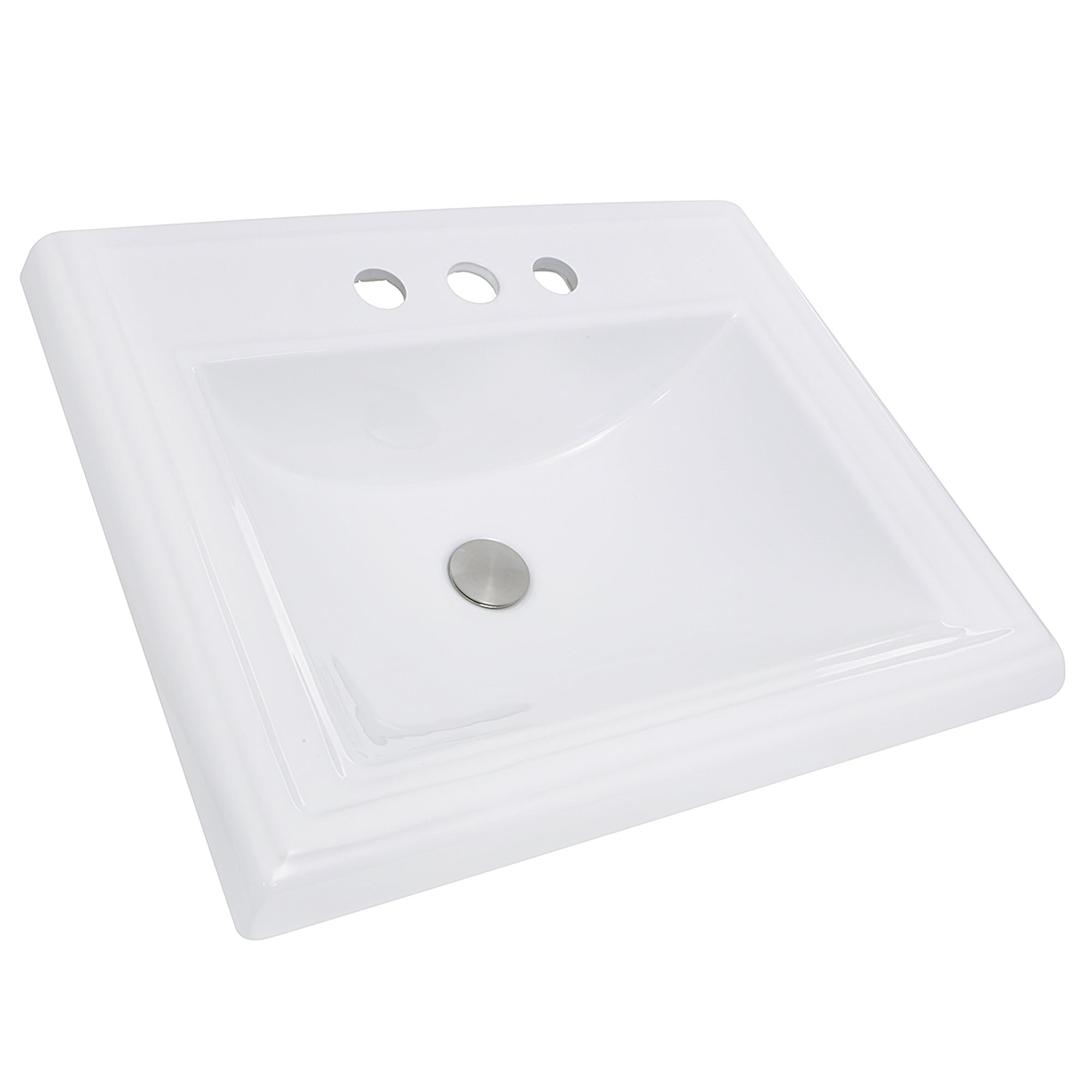 Nantucket Sinks Great Point 23" x 18.25" x 8.75" Rectangular Drop In/Topmount Ceramic - Vitreous China Bathroom Sink, White, DI-2418-R4
