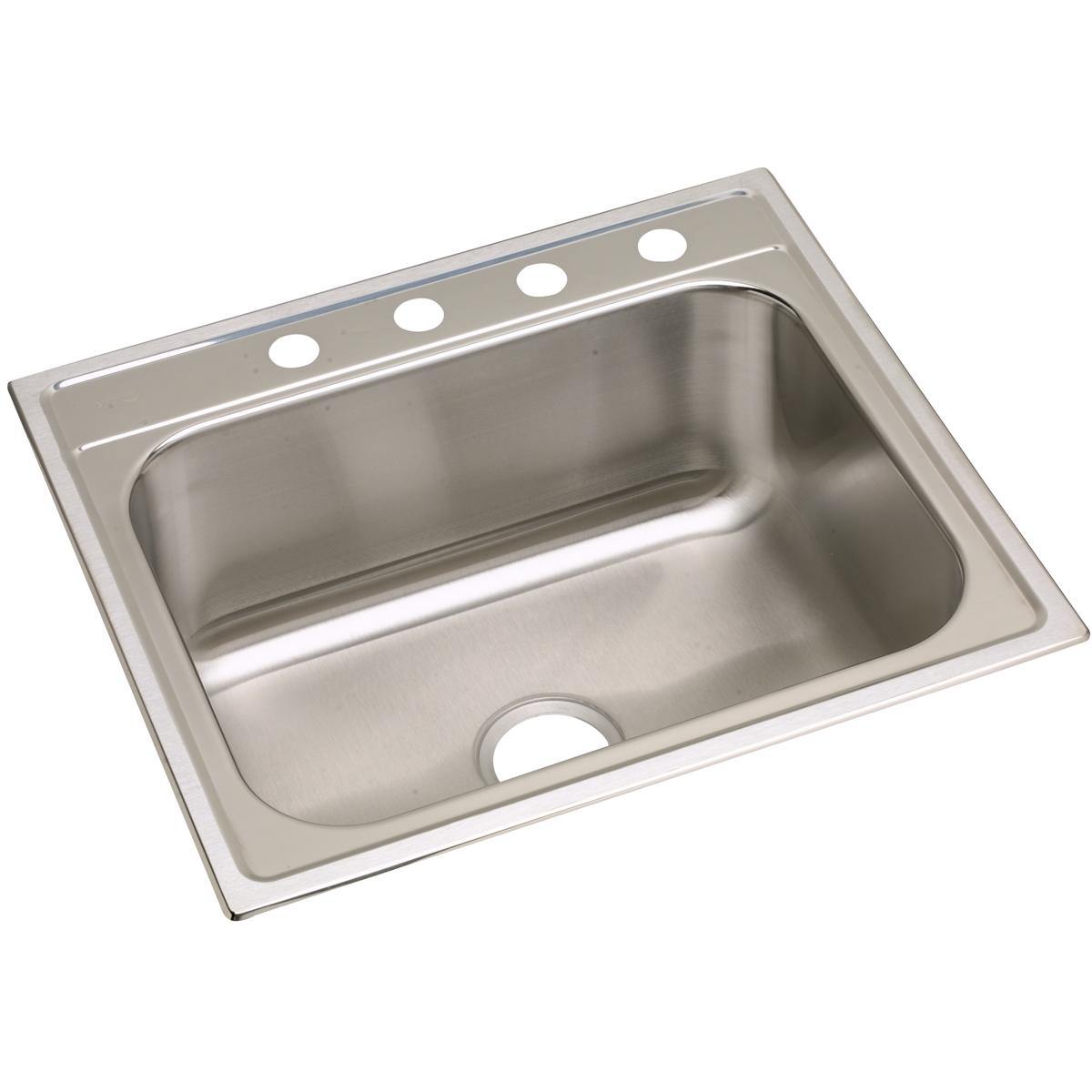 Alternate Image for Elkay Dayton 25" Stainless Steel Kitchen Sink, 20 Gauge, Premium Highlighted Satin, 4 Faucet Hole, DPC12522104